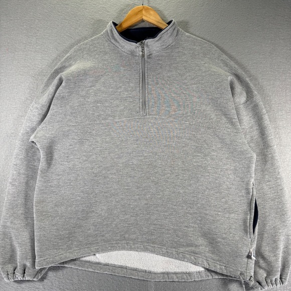 Russell Athletic Mens Quarter Zip Pullover Gray Sweatshirt Jumper - Picture 1 of 13
